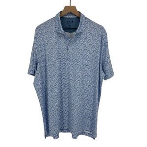 Johnnie-O Catch Monsoon Golf Polo Shirt Mens XL Blue White Green UPF 50 Stretch